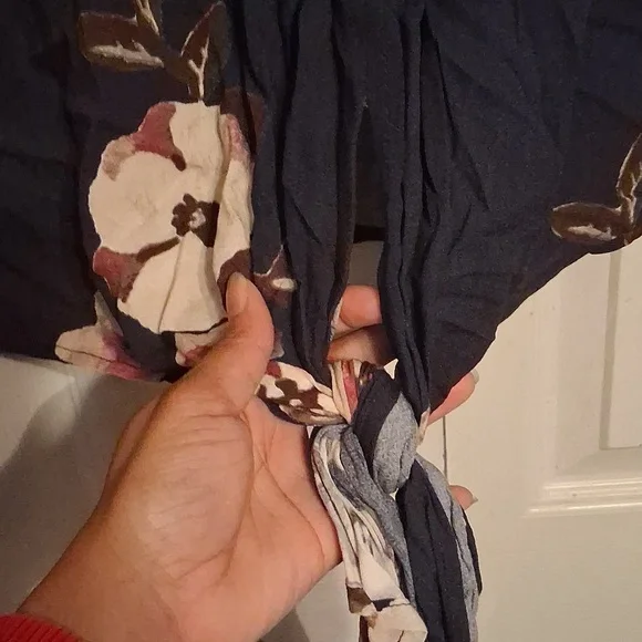 lovestitch Navy Floral Tie-Front Blouse - Picture 4 of 6